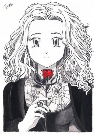 INKTOBER 2024 2 :"RED, BLACK &amp; WHITE SERIES"